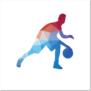 Basketball player color silhouette Posters and Art